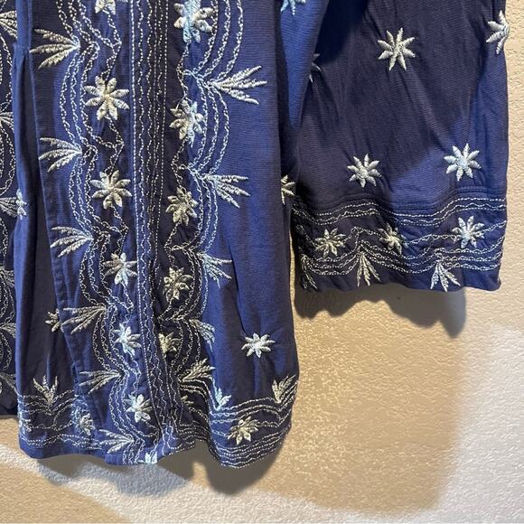 Soft Surrounding Draped Open Embroidered Cardigan size S/M blue and white - Picture 6 of 12